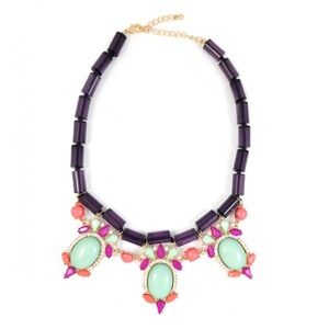 Scene Stealer Purple & Turquoise Cabochon Statement Necklace